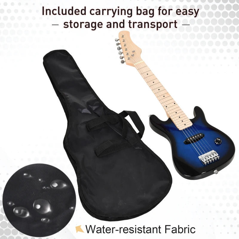 HOMCOM 30 Inch Electric Guitar 3/4 Size Beginner Starter Kit with 5W Amplifier, Strap, Strings, Picks, Carrying Case, Blue