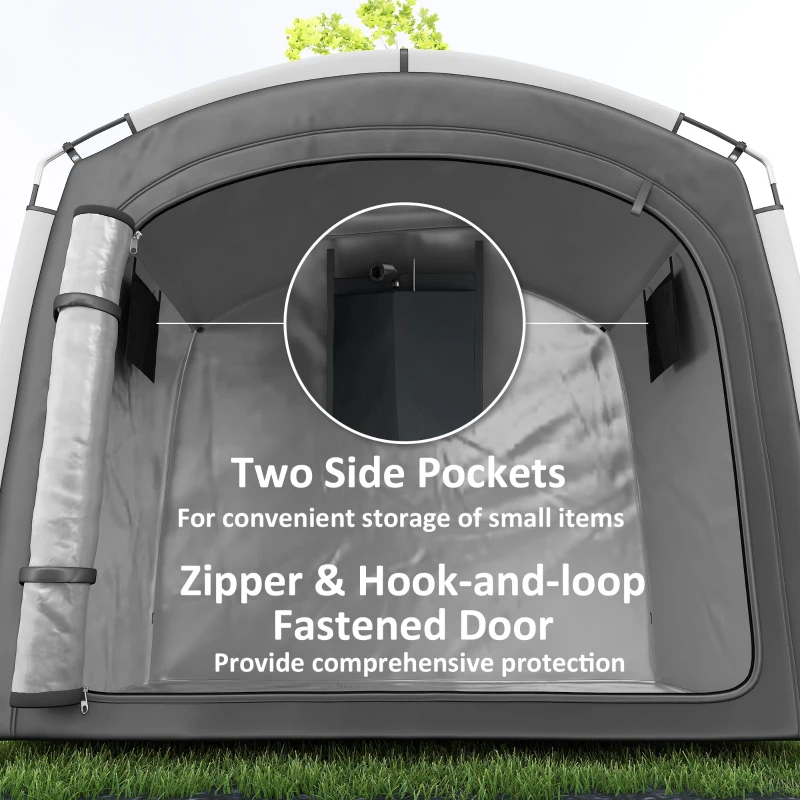Outsunny Bike Storage Shed Tent, Portable and Waterproof with 210D Oxford Fabric and Carry Bag for 3-4 Bicycles, Dark Grey