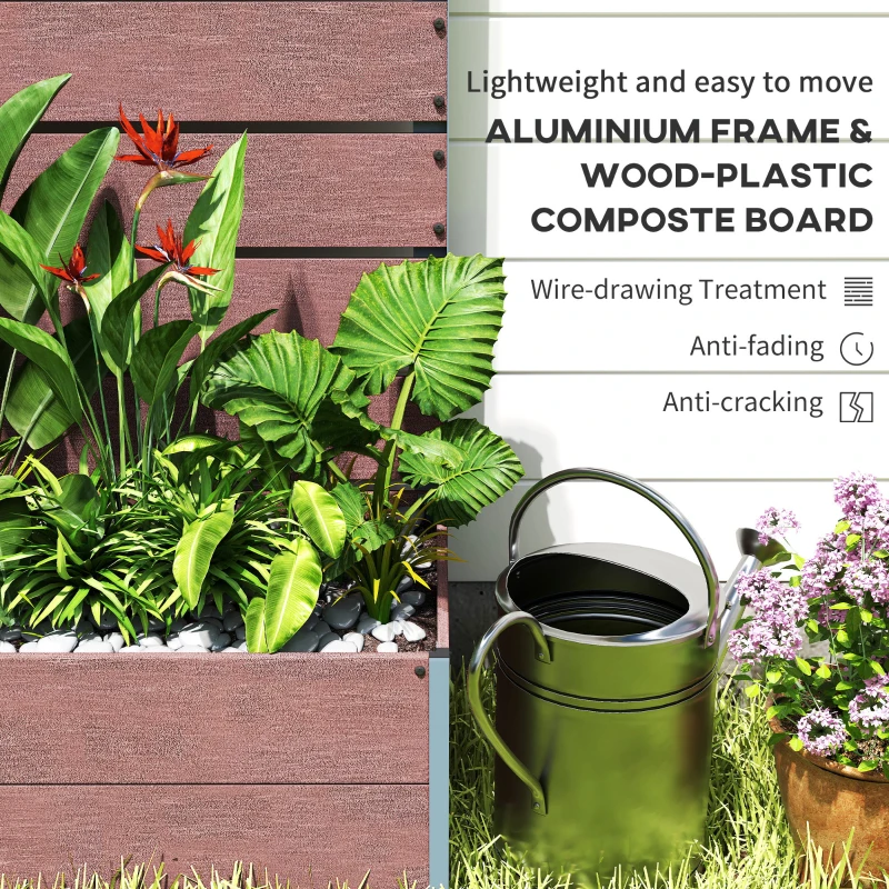 Outsunny Raised Garden Bed with Trellis, Freestanding Elevated Planter Box for Climbing Vines, 28" x 15" x 59", Light Brown