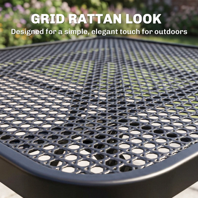 Outsunny 27.5" Square Outdoor Patio Table, Outdoor Folding Table with Grid Rattan-Like Top for Camping, Picnic, Black