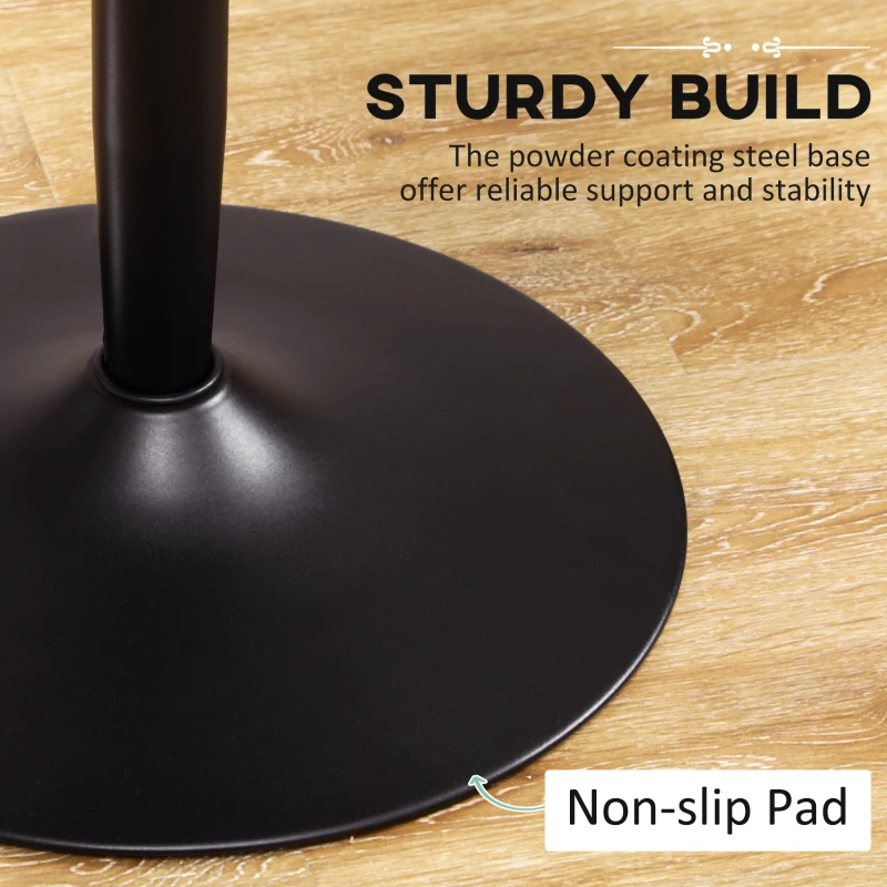 HOMCOM Modern Kitchen Table for 2 People, Round Dining Table with Steel Base for Living Room, Dining Room, Black