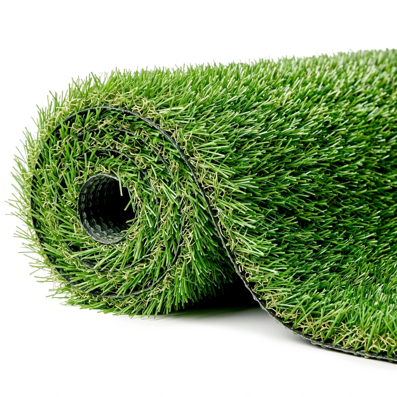 Outsunny Artificial Grass 10' x 3' (30 Square Feet), Fake Grass Turf with UV Protection, Drain Holes for Rain, Green