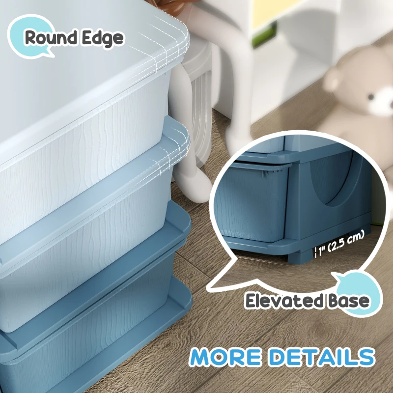 Qaba 3 Tier Kids Toy Organizer and Storage Bins with 6 Plastic Drawers, Blue