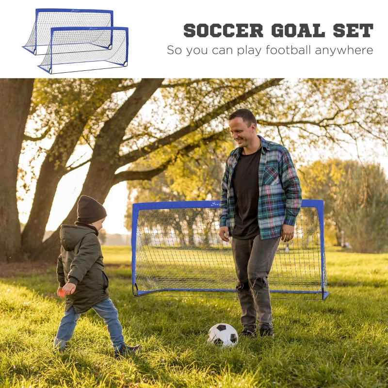 Soozier 6' x 3' Set of 2 Soccer Nets for Backyard, Portable Soccer Goal for Practice with Carry Bag
