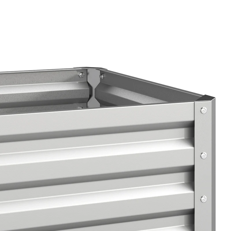 Outsunny Set of 2 Raised Garden Bed, 2 x 2 x 1ft Steel Planters for Outdoor Plants, Elevated Planter Box, Easy-to-assemble, for Flowers Herbs and Vegetables, Silver