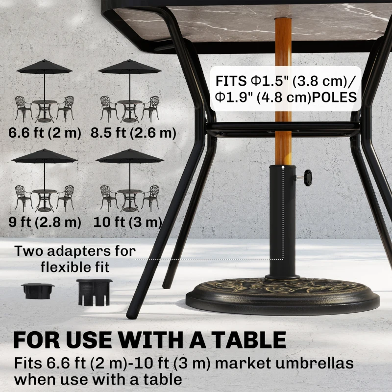 Outsunny 20 lbs Resin Round Patio Umbrella Base 18" Outdoor Decorative Cast Stone Parasol Stand Market Garden Umbrella Holder, Bronze