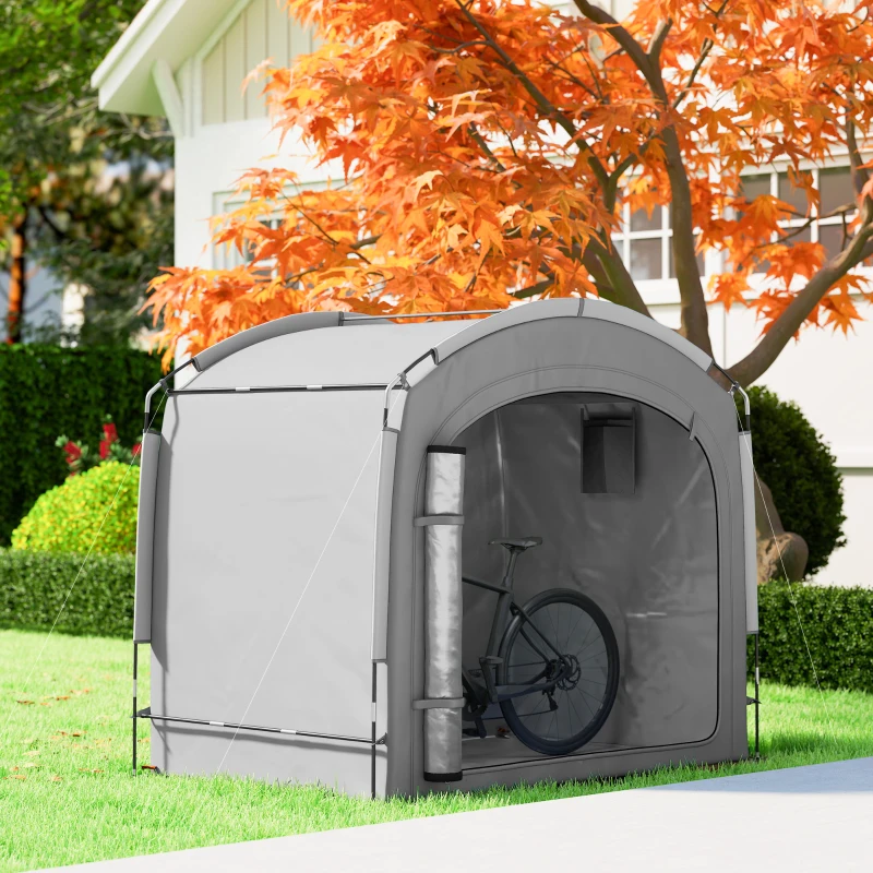 Outsunny Bike Storage Shed Tent, Portable and Waterproof with 210D Oxford Fabric and Carry Bag for 3-4 Bicycles, Dark Grey