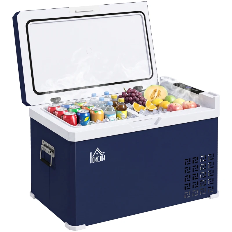 HOMCOM Dual Zone Car Fridge, 32 Quart Portable Fridge, 12/24V DC and 100V-240V AC, for Campervan RV Boat Travel Use, -4℉-68℉