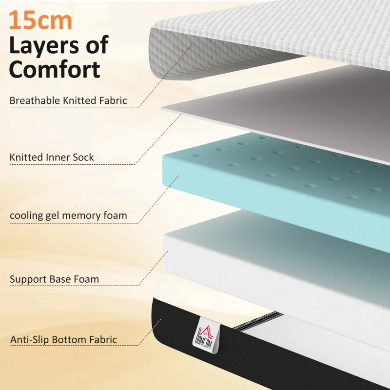 HOMCOM Twin Mattress 6 Inch Memory Foam Mattress in a Box, Pressure Relief & Lumbar Support, CertiPUR-US Certified, Medium Firm