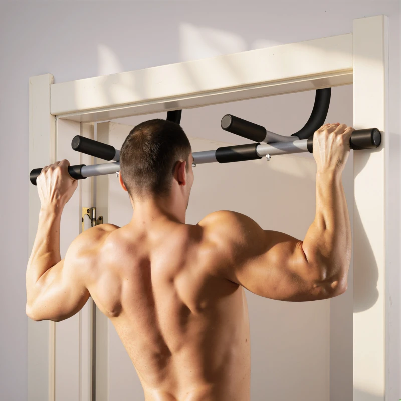 Soozier Pull-Up Bar for Doorway, Home Fitness Door Horizontal Chin up Bar for Indoor Gym Upper Body Workout, Grey