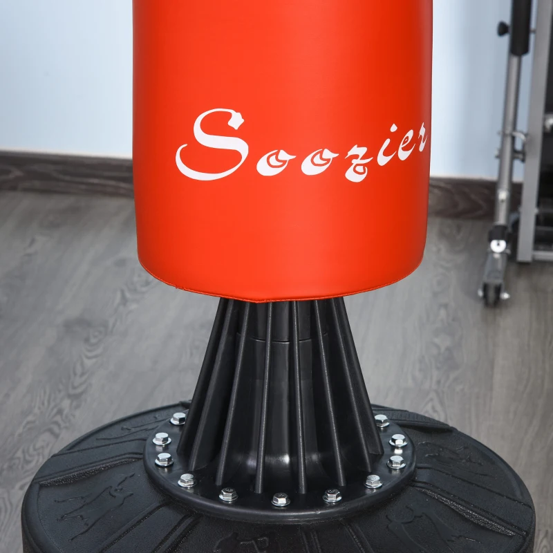 Soozier Freestanding Boxing Punch Bag Stand with 360° Rotating Flexible Arm, Speed Ball, Waterable and Sandable Base, Red