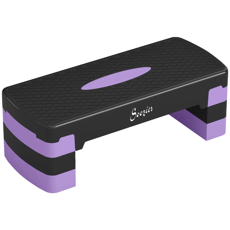 Soozier Aerobic Exercise Step Platform, 4"/6"/8" Adjustable Aerobic Stepper with Risers, Workout Stepper for Home Gym, Purple