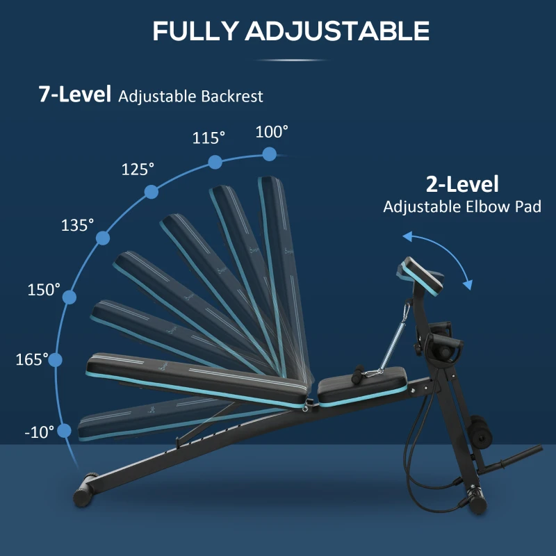 Soozier Foldable Press Bench Adjustable Dumbbell, Weight Training Bench Exercises Gym Chair, Black & Blue