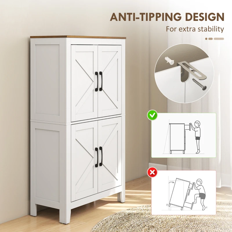 HOMCOM Farmhouse Bathroom Storage Cabinet, Bathroom Floor Cabinet with Barn Doors and Adjustable Shelves, White