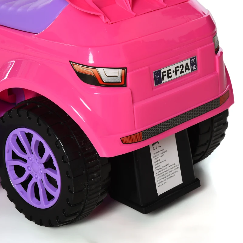 Aosom 3 in 1 Kid Ride on Push Car, Toddlers Sliding Walking Car, with Horn, Under Seat Storage, for 18-36 Months, Pink