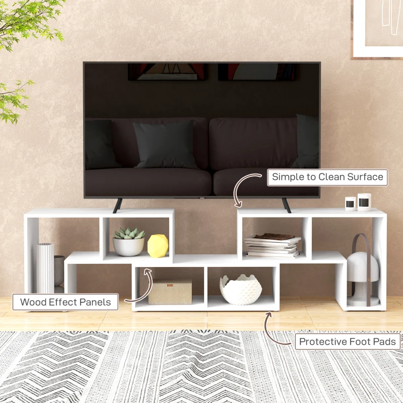 HOMCOM TV Stand for TVs up to 75", 3-Piece Modular TV Console with Open Storage Shelves, White