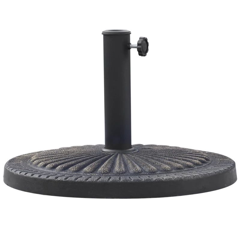 Outsunny 31 lbs Resin Round Market Umbrella Base Holder 19" Decorative Parasol Stand for Patio, Outdoor, Backyard, Bronze
