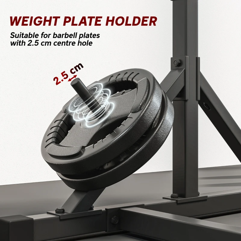 Soozier Adjustable Squat Rack, Multi-Function Bench Press Rack with Weight Plate Holders and Pull up Bar, Black