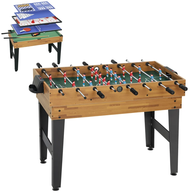 Soozier 48 in 13-in-1 Combo Multi Game Table with Foosball, Pool, Hockey and More for Adults, Light Walnut