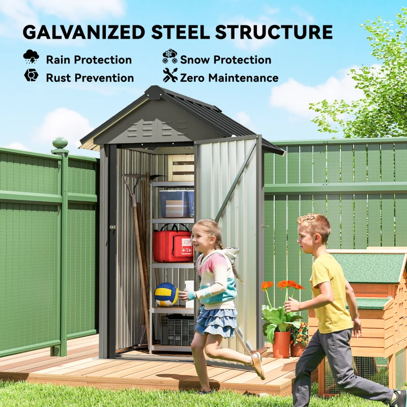 Outsunny Outdoor Storage Shed with Lockable Door, Metal Garden Shed with 4 Vents for Backyard Patio