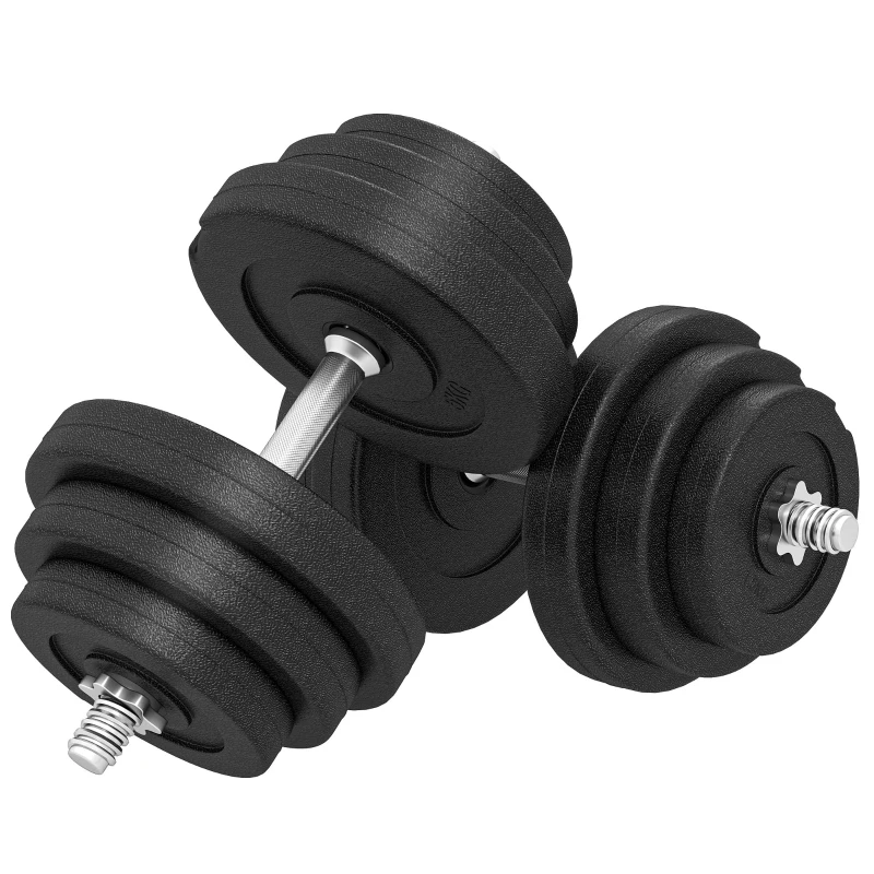 Soozier Adjustable 2 x 44lbs Weight Dumbbell Set for Weight Fitness Training Exercise Fitness Home Gym Equipment, Black (Pair)