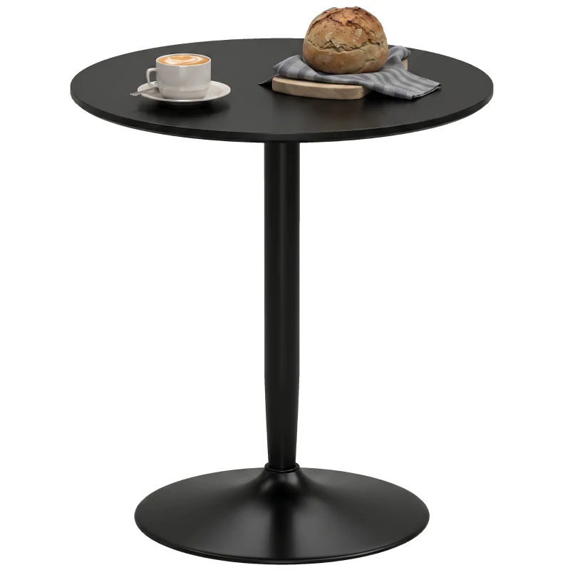 HOMCOM Modern Kitchen Table for 2 People, Round Dining Table with Steel Base for Living Room, Dining Room, Black