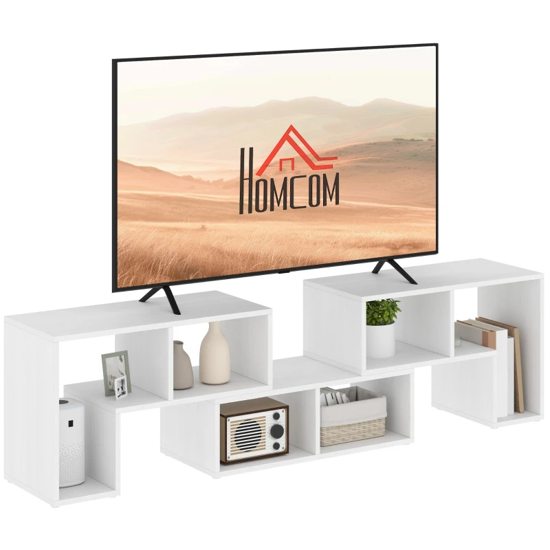 HOMCOM TV Stand for TVs up to 75", 3-Piece Modular TV Console with Open Storage Shelves, White