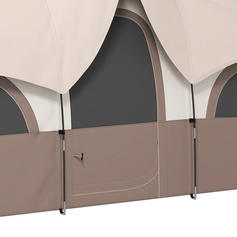 Outsunny 4 Person Camping Tent, 3 Room Cabin Tent, 3000mm Waterproof and UPF30+ with Sewn in Groundsheet and Carry Bag, Khaki