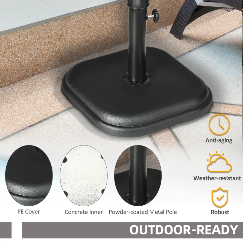 Outsunny Patio Umbrella Base, 24 lb Heavy Duty Concrete Umbrella Stand, Market Table Umbrella Base Holder for Outdoor, Black