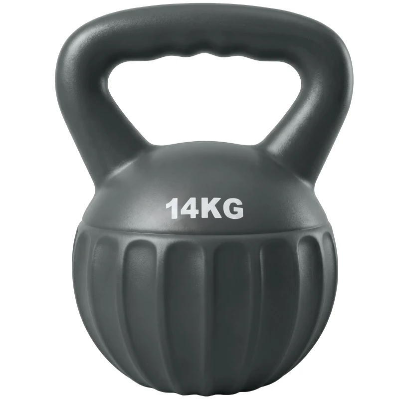 Soozier Kettlebell, 31 lbs Kettle Bell with Non-Slip Handle for Home Gym, Weight Lifting and Strength Training, Grey