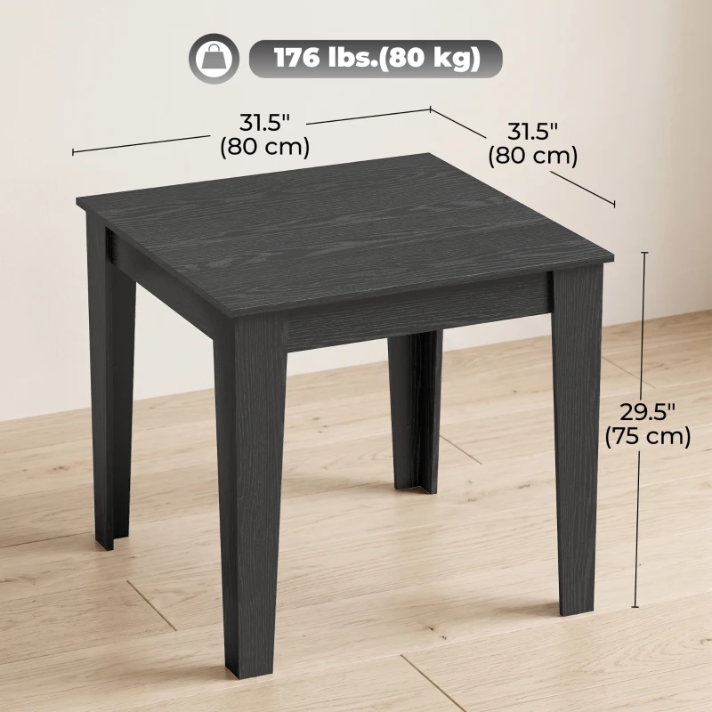 HOMCOM Square Dining Table for 4, 31.5" Modern Kitchen Table with Wood Effect Tabletop, for Dining Room, Kitchen, Living Room