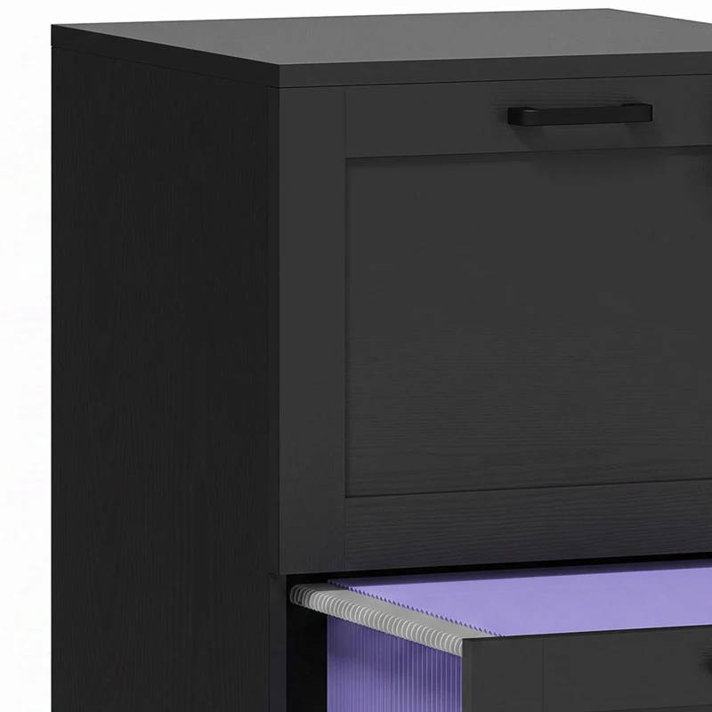 HOMCOM Vertical Filing Cabinet with 2 Drawers, Lock, File Cabinet for Home Office, A4 and Letter Size Files, Black