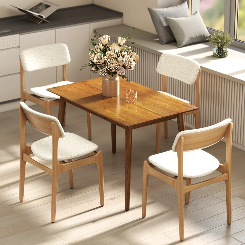 HOMCOM 47" x 30" Dining Table, Farmhouse Dining Room Table with Pine Wood Frame, Space Saving Kitchen Table, Brown