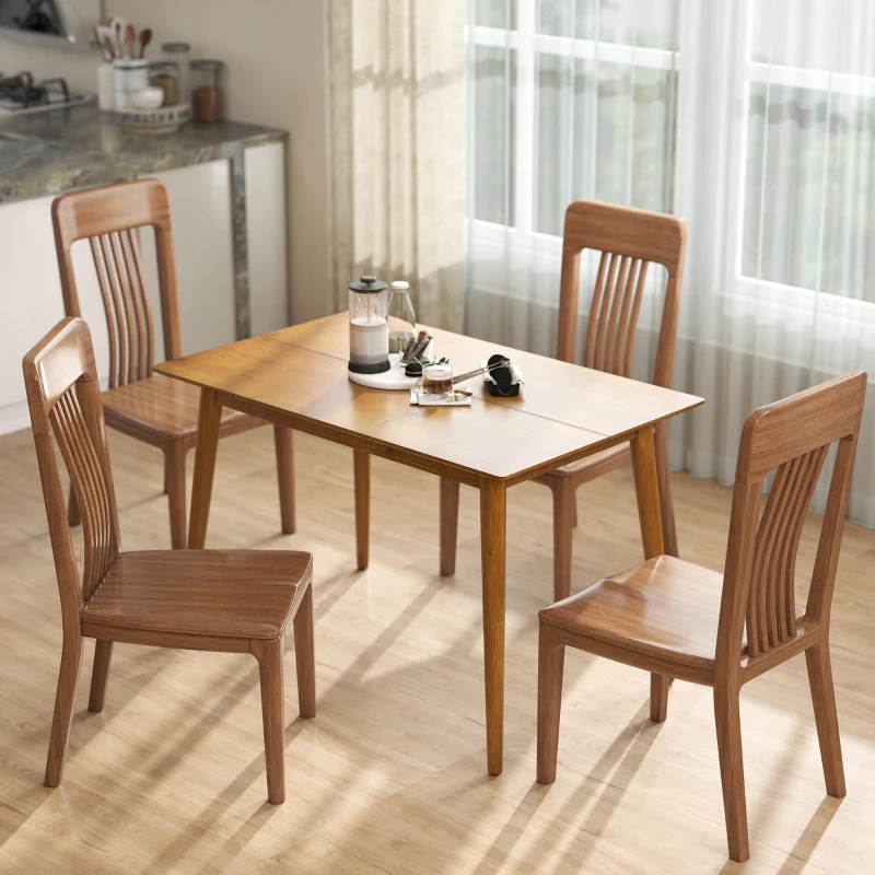 HOMCOM 47" x 30" Dining Table, Farmhouse Dining Room Table with Pine Wood Frame, Space Saving Kitchen Table, Brown