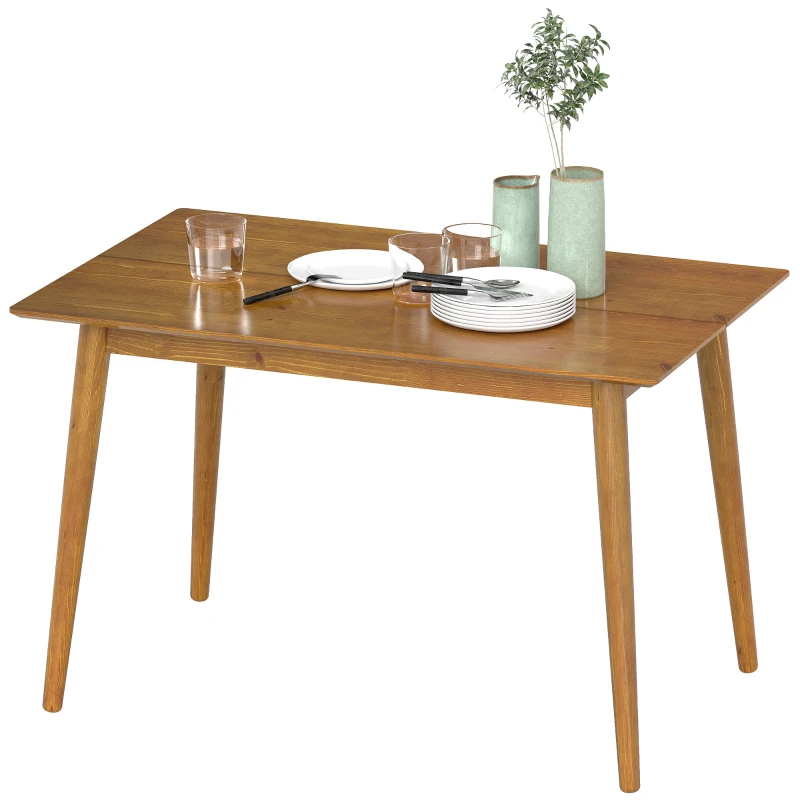 HOMCOM 47" x 30" Dining Table, Farmhouse Dining Room Table with Pine Wood Frame, Space Saving Kitchen Table, Brown