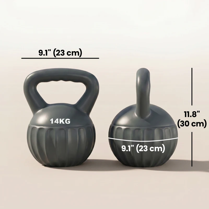 Soozier Kettlebell, 31 lbs Kettle Bell with Non-Slip Handle for Home Gym, Weight Lifting and Strength Training, Grey