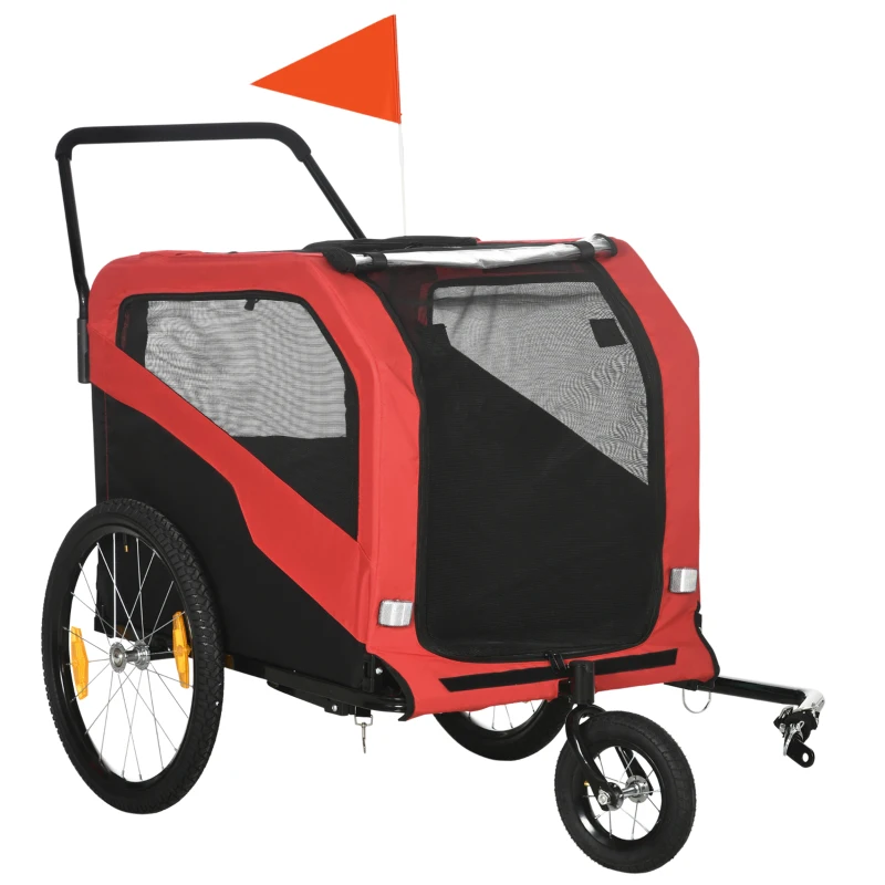 Aosom 2-in-1 Dog Bike Trailer for Large Dogs, Red