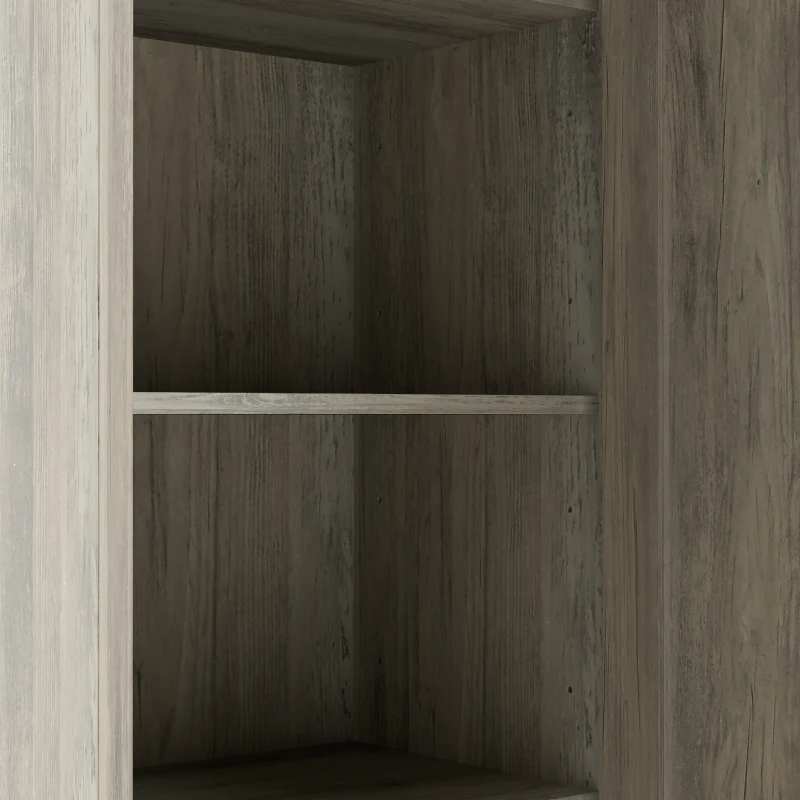 HOMCOM 67" Farmhouse Pantry Cabinet with 2 Doors, Tall Storage Cabinet with Adjustable Shelves, Distressed Grey