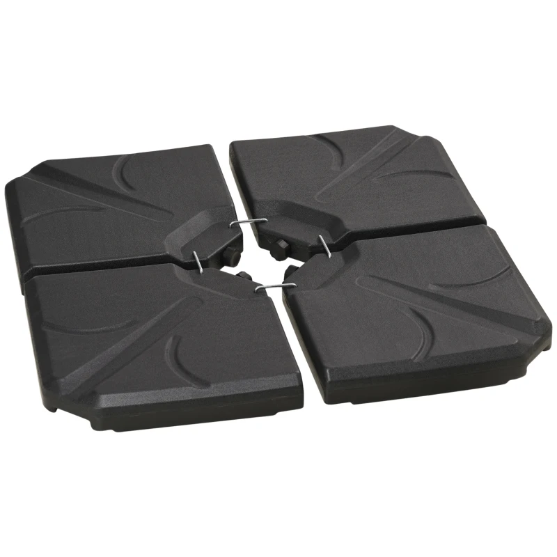 Outsunny 4 Piece Umbrella Base Stand Cantilever Offset Patio Umbrella Weight Plates w/ U Locking, 123 lb Capacity Water or 158 lb Capacity Sand, Black