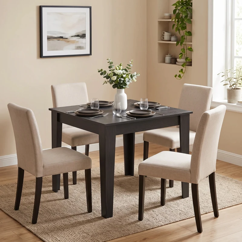 HOMCOM Square Dining Table for 4, 31.5" Modern Kitchen Table with Wood Effect Tabletop, for Dining Room, Kitchen, Living Room
