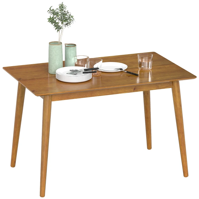 HOMCOM 47" x 30" Dining Table, Farmhouse Dining Room Table with Pine Wood Frame, Space Saving Kitchen Table, Brown