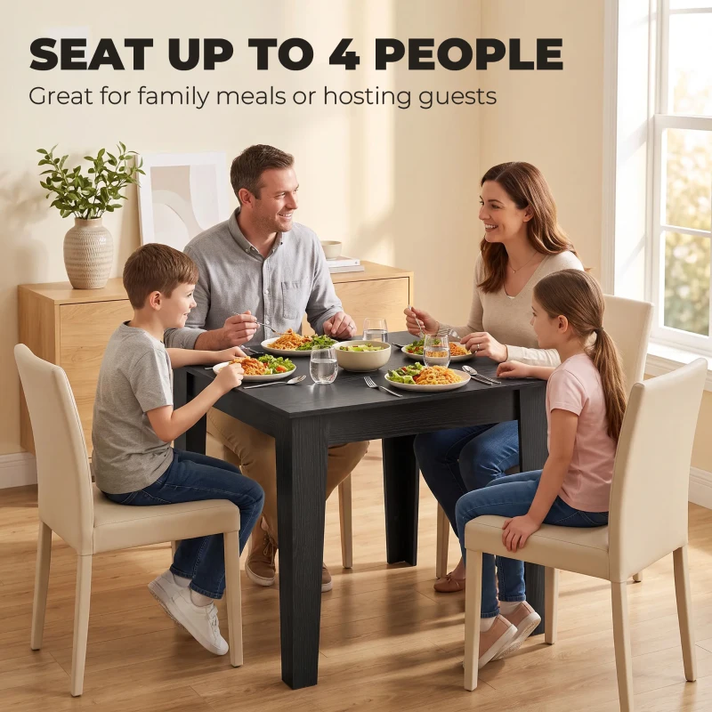 HOMCOM Square Dining Table for 4, 31.5" Modern Kitchen Table with Wood Effect Tabletop, for Dining Room, Kitchen, Living Room