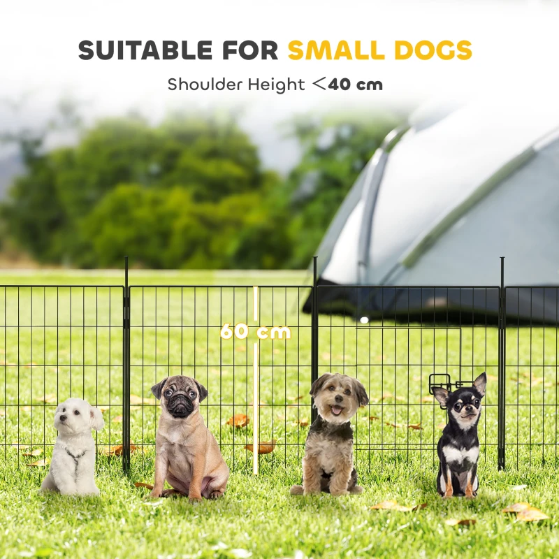 PawHut Dog Playpen for Indoor Outdoor use, Heavy Duty Dog Fence with Door, 23.6" High, 8 Panels, Black