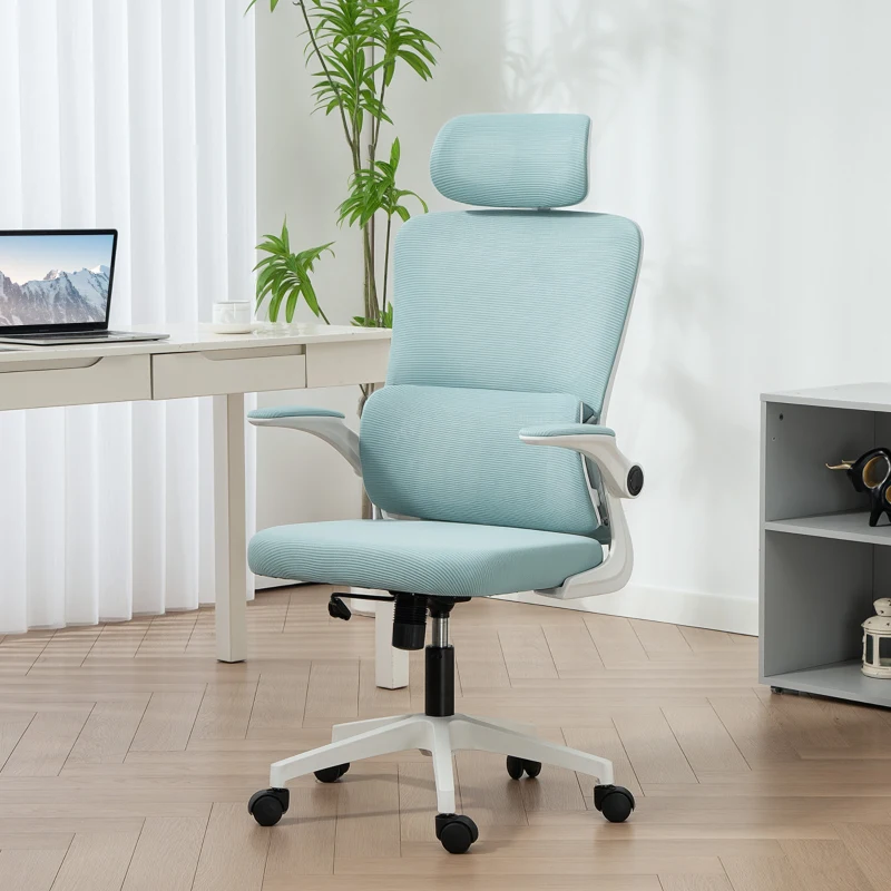 Vinsetto High Back Office Chair, Mesh Computer Chair with Rotatable Headrest, Lumbar Back Support, Adjustable Height, Light Blue