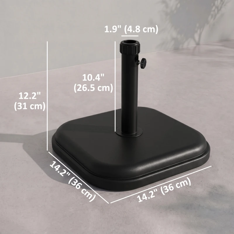 Outsunny Patio Umbrella Base, 24 lb Heavy Duty Concrete Umbrella Stand, Market Table Umbrella Base Holder for Outdoor, Black