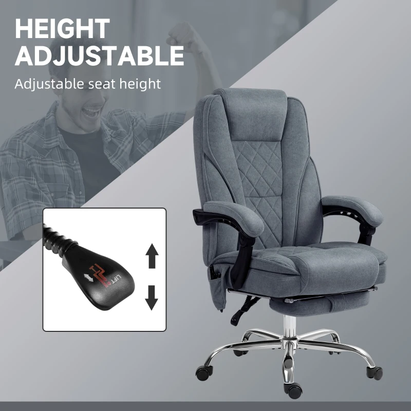 Vinsetto Massage Office Chair, Reclining Computer Chair with Adjustable Height and Footrest, Dark Grey