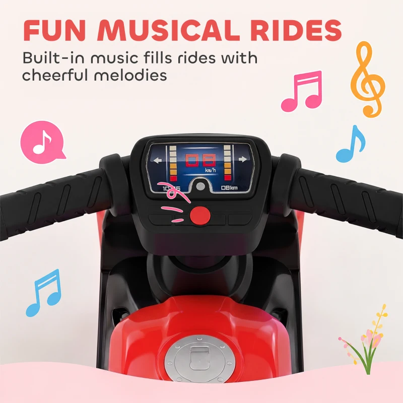 Qaba Balance Bike with Music and Wide Tires Baby Balance Bike for Toddlers 1-3 Years Red