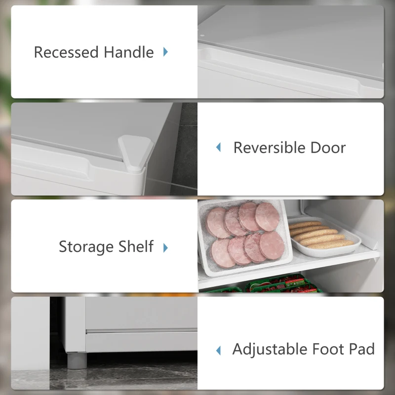 HOMCOM Upright Freezer, 3 Cu.Ft Mini Freezer with Reversible Single Door, Adjustable Thermostat for Home, Dorm, White