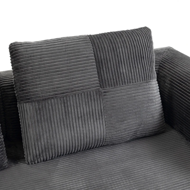 HOMCOM 5-in-1 Convertible Sofa Bed, L-Shaped Loveseat Reversible Sleeper Sofa with 2 Pillows, Dark Grey