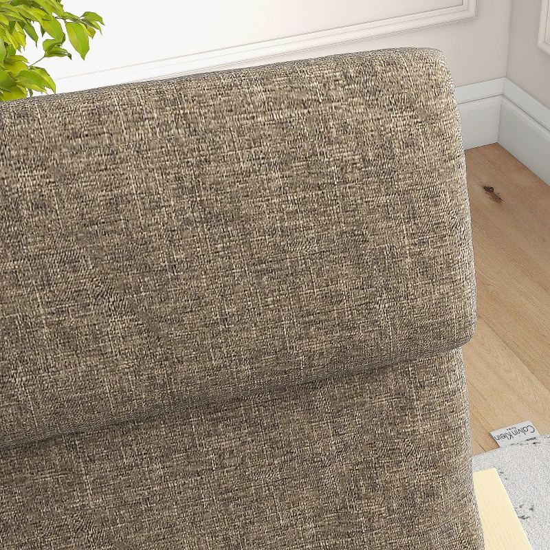 HOMCOM Modern Accent Chair, Linen-Feel Upholstered Living Room Chair with Wood Curved Legs for Balcony, Dark Brown